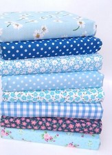 BLUE FLORAL POLY COTTON FABRIC