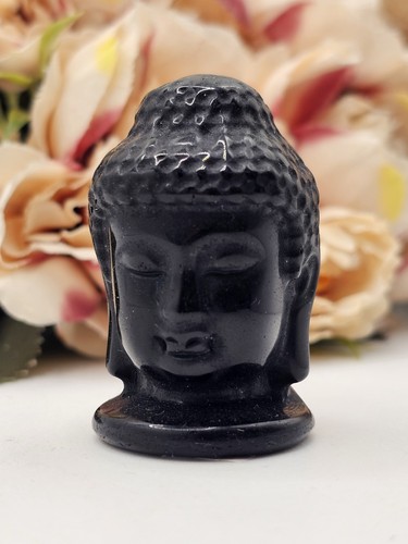 Black obsidian buddha carving - obsidian,