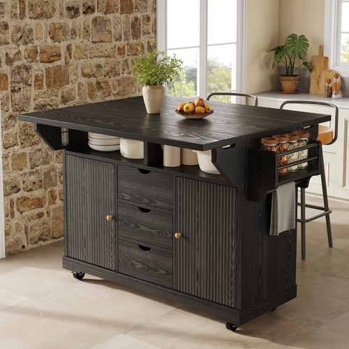 Foldable kitchen trolley black - foldable,