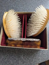 Hallmarked Silver Backed Gentleman's Hair Brush And Comb Set.