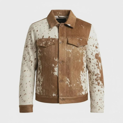 Men brown white cowhide - brown,