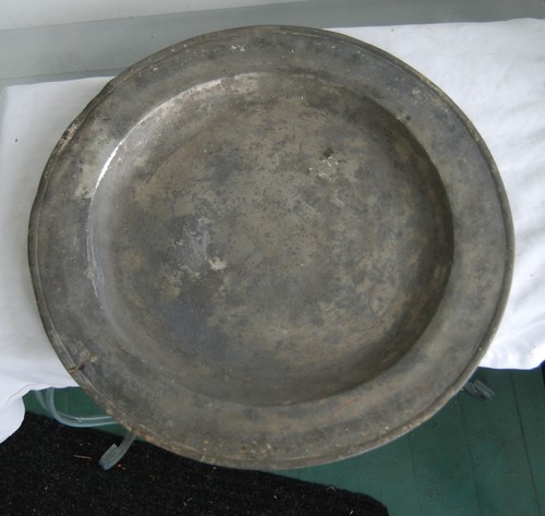 Antique pewter charger - antique,