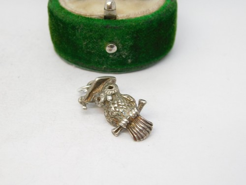 Sterling silver wise owl - silver, charm