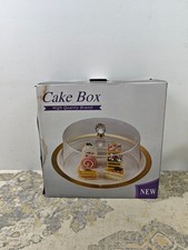 Wood Cake Stand Square Cake Tray with Acrylic Dome Cover Cake Display Plate Hold