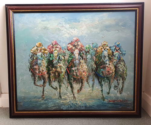 1960s horse racing oil