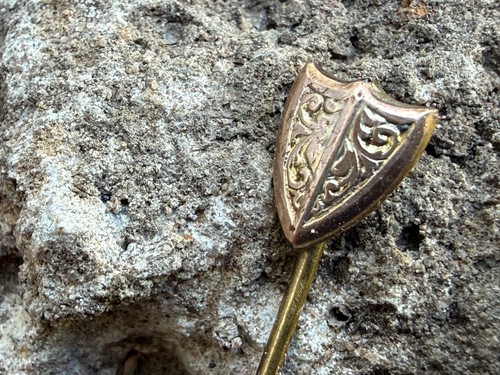 Antique shield stick pin - antique, lapel
