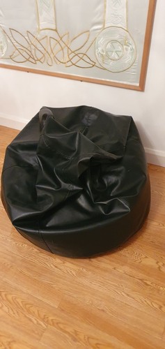 Faux leather brown bean bag - leather,