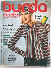 Vintage BURDA MODEN Magazine Spring Fashion Sewing Patterns Embroidery Jan 1974