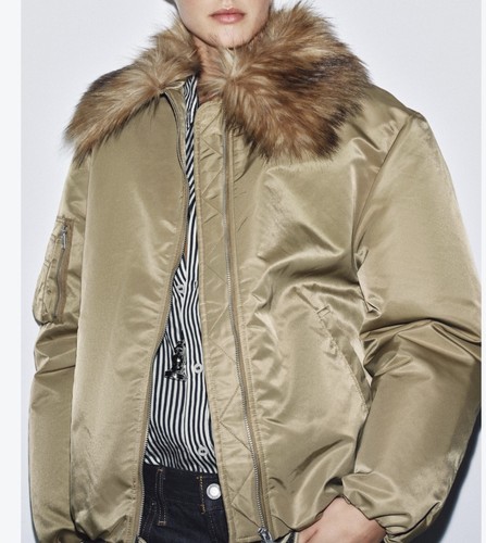 Zara faux fur collar - zara, bomber