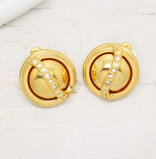 Beautiful Vintage Signed Joan Rivers Gold Plated Crystal Stud EARRINGS Jewellery