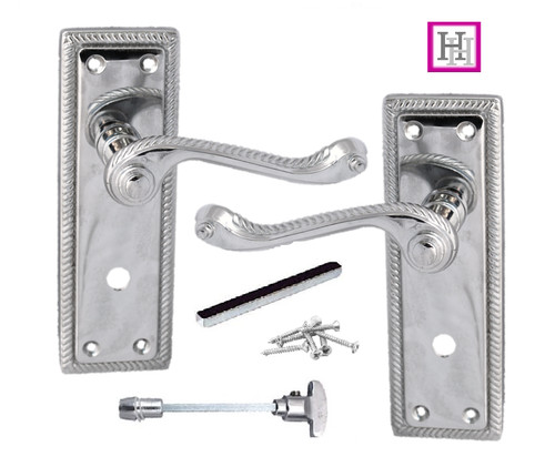 Bathroom chrome door handle - bathroom,