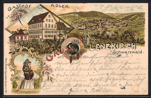 Lithograph lenzkirch gasthaus - lithograph,