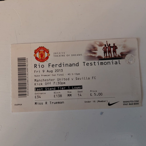 Ticket stub rio ferdinand - stub-rio,