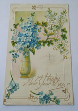 vintage  Tuck's happy new year  embossed postcard  posted 1913 (eb38