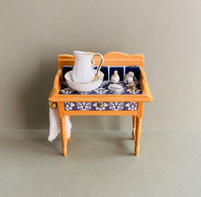 1:12 scale Dolls house Miniature OOAK hand decorated Wash Stand & Accessories