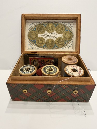 Antique tartanware rare sewing - antique,