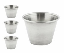 4 x Stainless Steel Sauce Pots Cups 2.5oz 70ml Ramekins Condiment Serving Bowls
