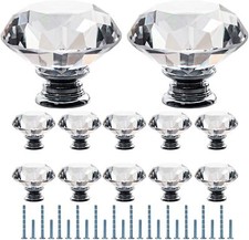 Crystal Door Knobs 12 Pcs 50mm