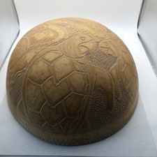 Carved Wooden Bowl Wall Hanging Jane Segull Antigua Handmade Turtles Pelicans