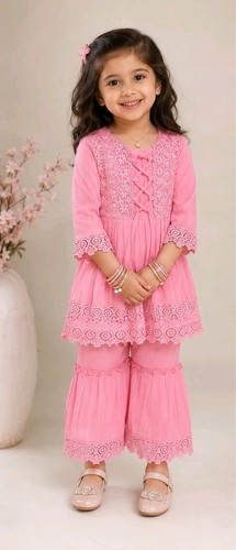 Girls pink cotton sharara - girls,