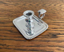 ANTIQUE 19THC SILVER PLATED CHAMBER NIGHT STICK CANDLESTICK