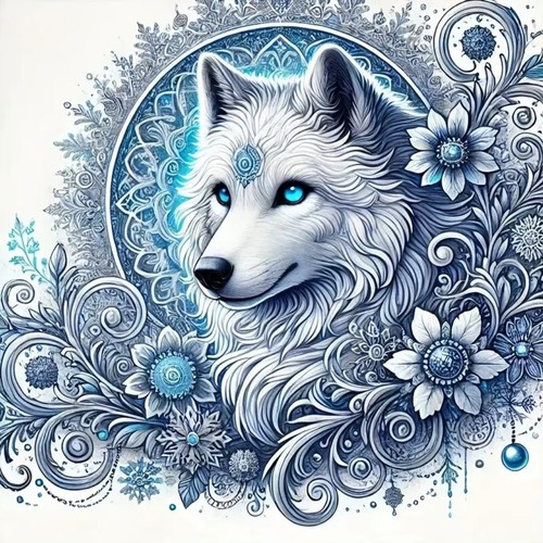 White wolf fantasy - white, sticker