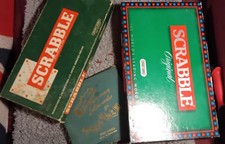 SCRABBLE SETS AN ORIGINAL 1950's & 1990"S SET,  EASY-SCORE LETTER RACK WT 2 PICS