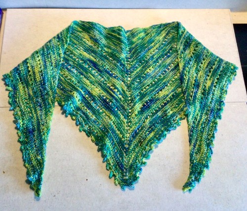 Hand knitted triangular scarf - hand,