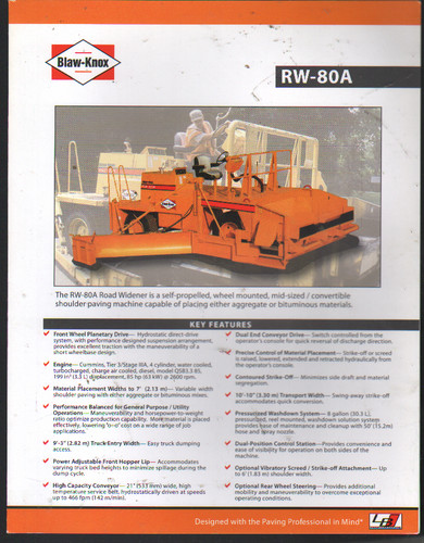 Blaw knox 80a road - blaw-knox, "rw-80a