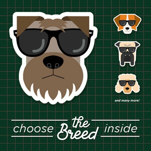 Hipster dog stickers - hipster,