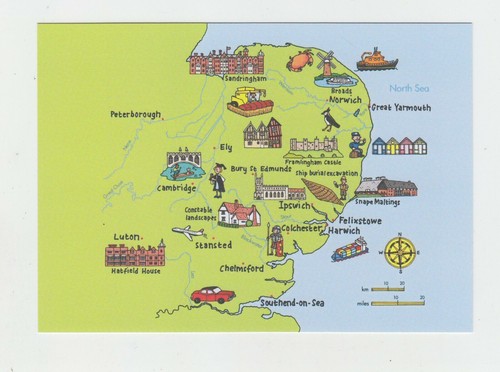 Mint map postcard east - map,