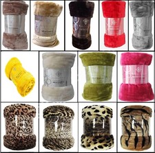 Luxury Faux Fur Throws Fleece Blanket Double King Size Sofa Bed Chair Warm Soft 