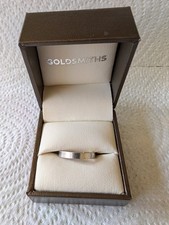 Platinum Wedding Ring –Heavy Flat 3mm Band Size K – Goldsmiths, Boxed & Polished