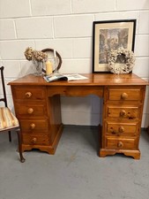 Quality Vintage pine desk dressing table ￼with 8 Drawers Country Farmhouse style