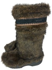 Crocs Yeti Fuzz Bootie Women's Mid-Calf Faux Fur Brown Winter Boots UK8