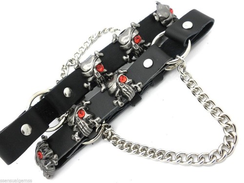 New pirate skull leather biker - new,