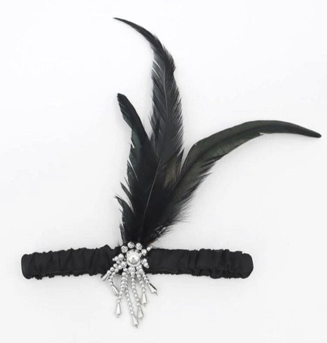 Black feather headband with