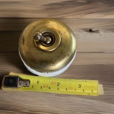 Antique Larger 70mm Brass & Ceramic Light Switch Old Dolly Toggle Salvage