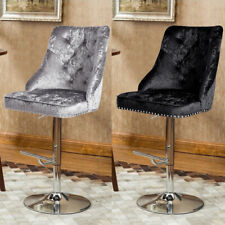 Crushed Velvet Bar Stool Gas Lift Swivel Breakfast Kitchen Pub Barstool Chair