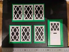Not Hobbies Dolls House Windows & Door Lattice Job Lot Green White Opening Thin