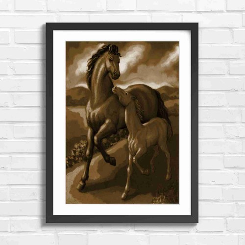Brown horse and foal rolling - and,