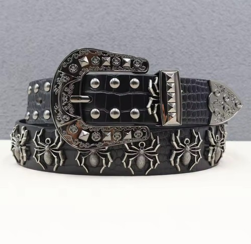 Mens leather belt spider studs - mens,