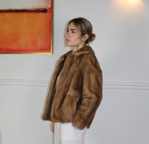 Beige mink fur - beige, real