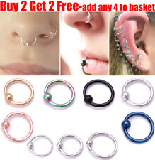 Surgical Steel Ball Closure Lip Ring Nose Ring Eyebrow Daith Tragus Hoop Ring