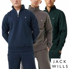 Jack Wills Men's Barchester 1/4 Zip Sweatshirt in Grey,Navy or Green Sizes M-XXL