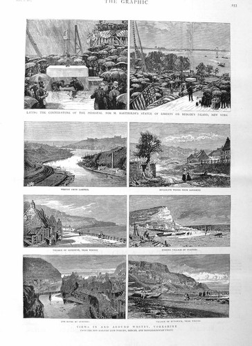 Old antique print 1884 whitby - 1884,