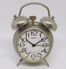 Vintage Raketa old clock with alarm mechanical small travel desktop collectible