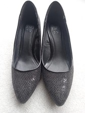 F & F Shiny Kitten Heel Black