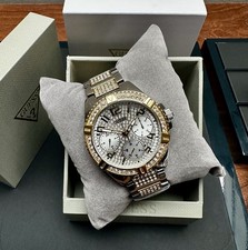 Guess Frontier Gold Silver & Crystal Chronograph Ladies Bracelet Watch W1156L5