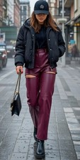 Burgundy FAUX Leather Cut-Out